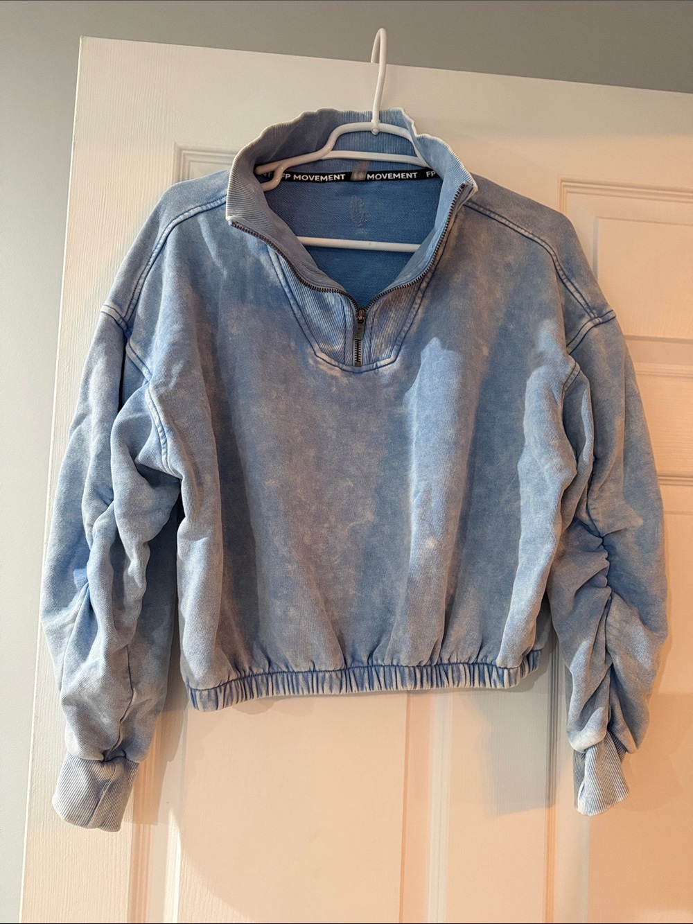 FP Movement by Free People Light Blue Cropped Quarter-Zip Pullover